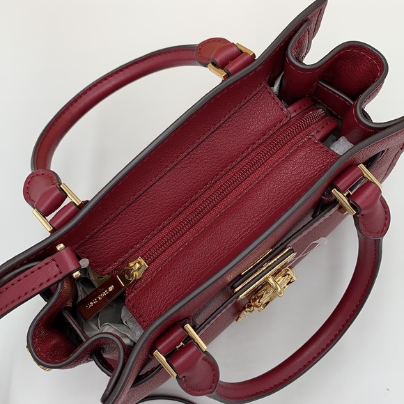 Michael Kors Hamilton Small Satchel Shoulder Crossbody Bag DARK CHERRY COLOR - Picture 10 of 16